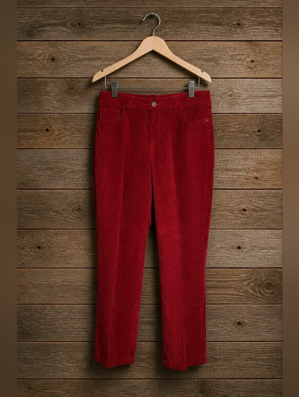 Christopher & Banks NWT Deep Red Corduroy Straight Leg Jeans Sz 10 PETITE